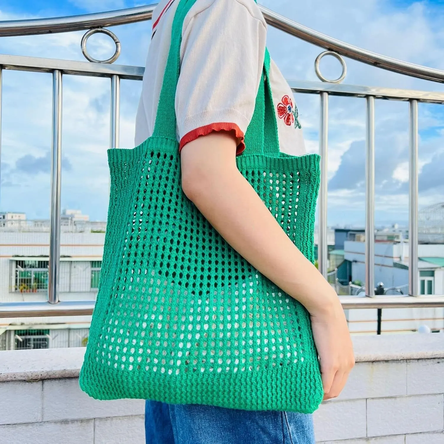 Knitted Women's Crossbody Hobo Shoulder Bags Top-Handle Bag Cutout Grunge Aesthetic Accessories Tote Bag