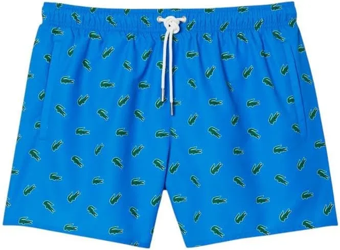 Lacoste Men's Crocodile Print Swim Trunks