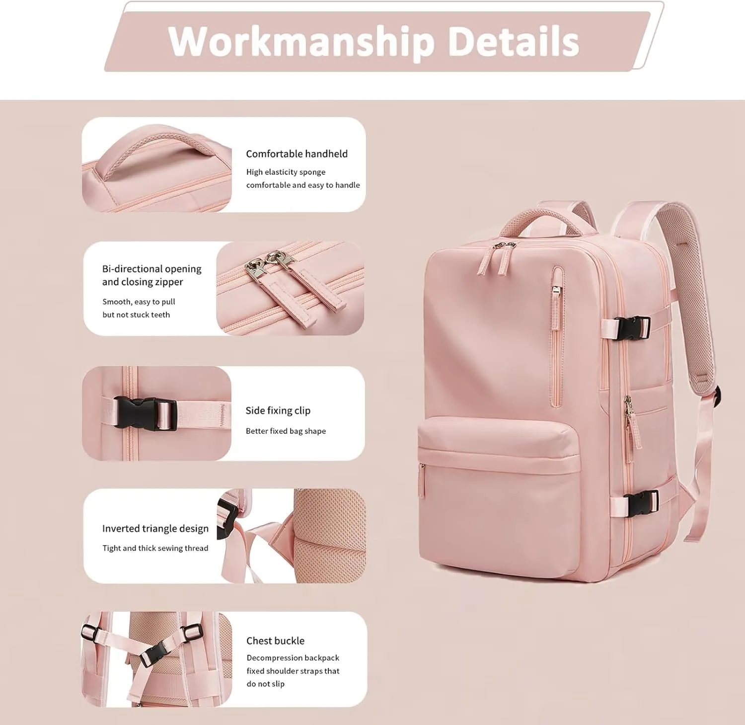 Large Travel Backpack for Women 40L Scalable Waterproof 16" Laptop Backpack Shoes Compartment Hiking Gym Backpack College Rucksack with USB Charging Port