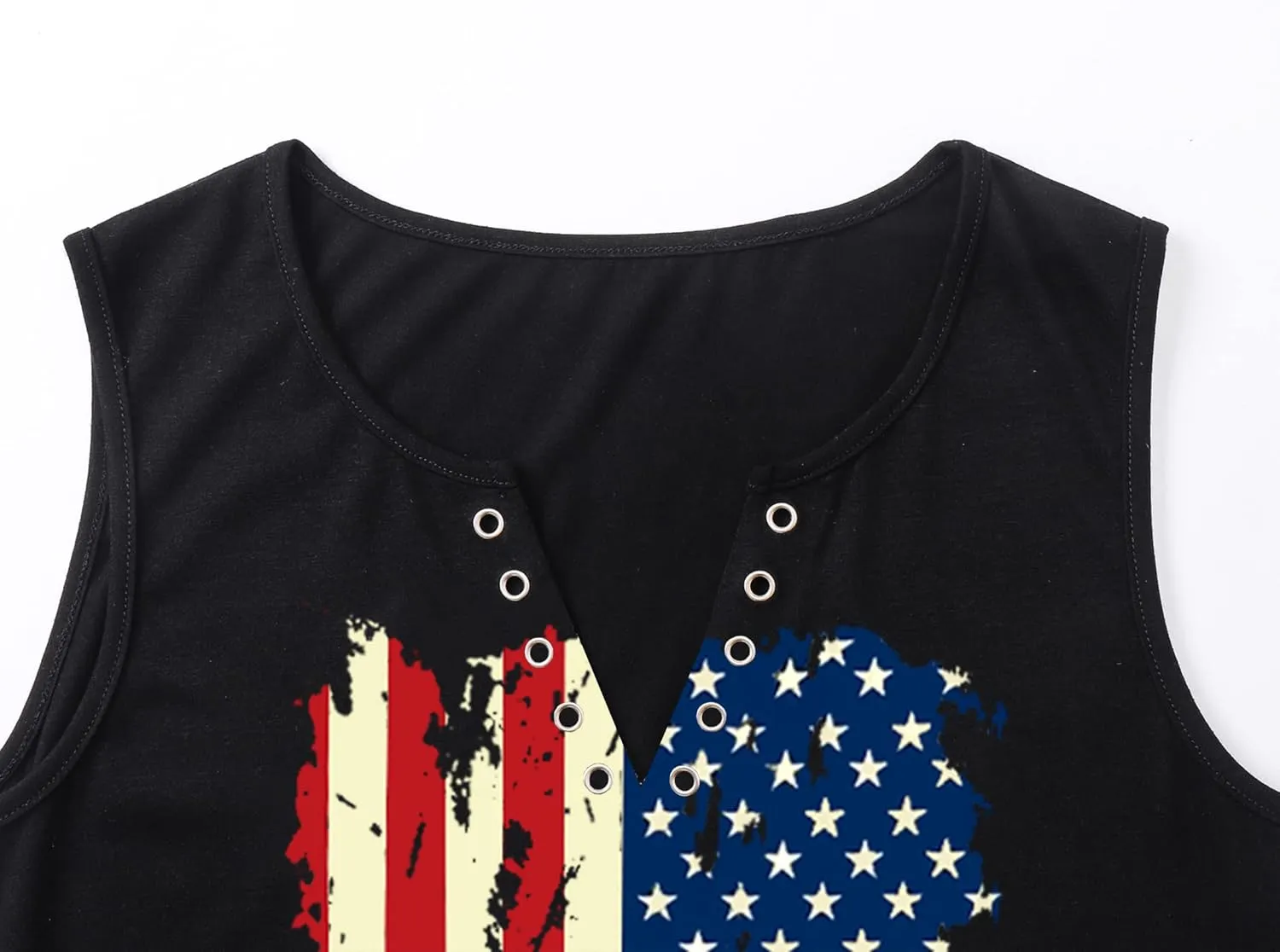 MAIHUN American Flag Tank Tops for Women 4th of July Shirts Ring Hole Sleeveless V-Neck T-Shirt Patriotic Tees