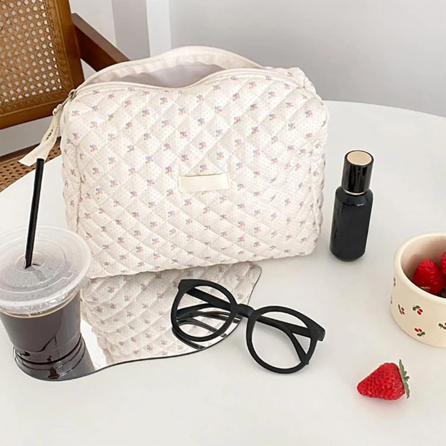 Makeup Cosmetic Bag ,Cotton Large Travel Organizer Toiletry Bag for Women for Toiletries Accessories Brushes