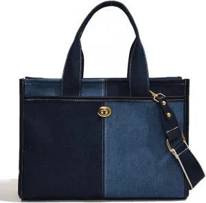 Makukke Denim Tote Bag for Women Large Shoulder Bag Handbag for Work Office Travel Shopping