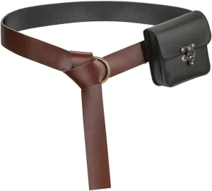 Medieval Belt Pouch, Leather Waist Bag Portable Purse Costume Accessories for Casual Hiking Cosplay