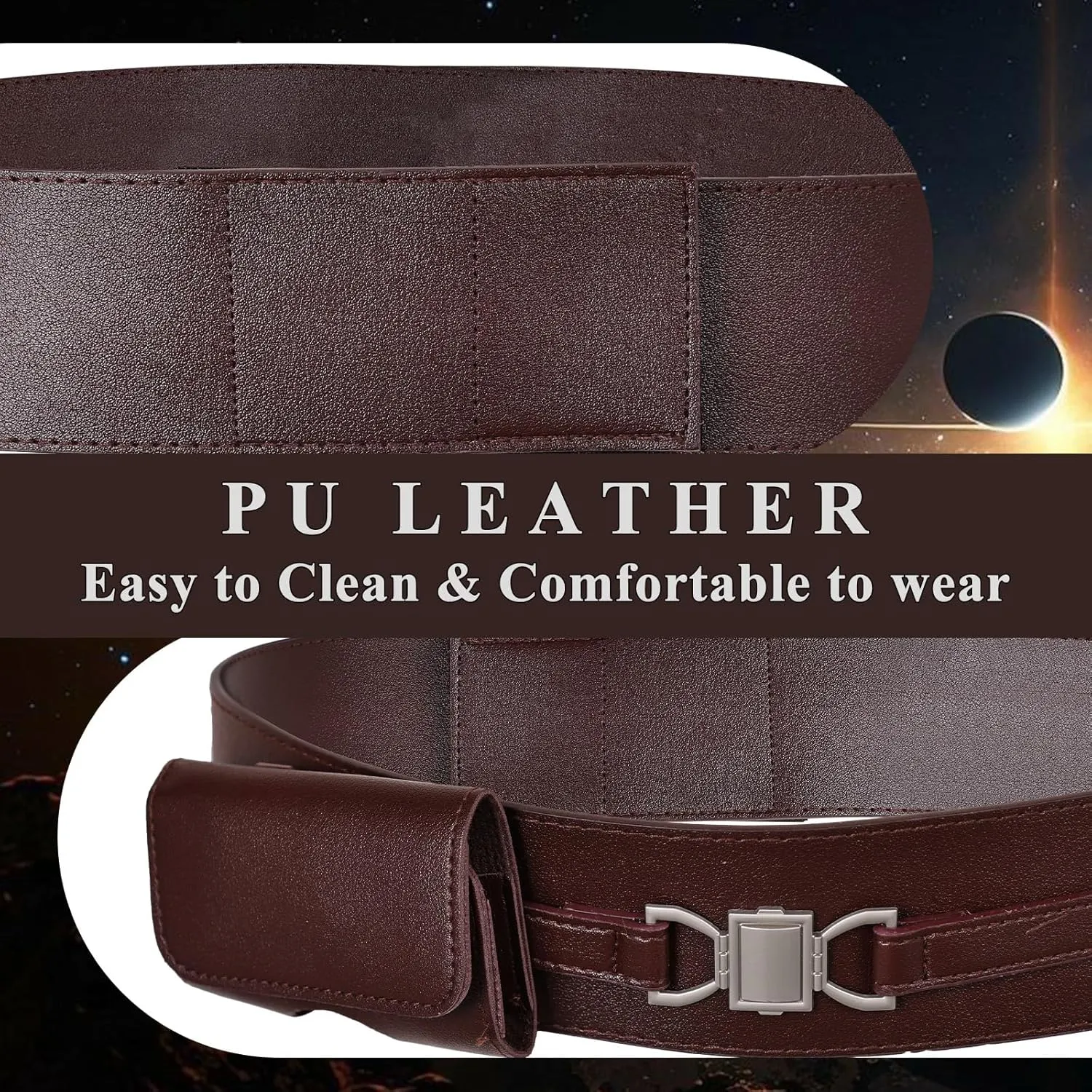 Medieval Knight Leather Belt Costume Adult Renaissance Cosplay Belt with Waist Bag Accessories for Men