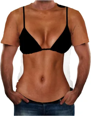 Men Fake Abs T-Shirt Funny Bikini Body Muscle 3D Graphics Tees Tshirt Workout Summer Novelty Streetwear Tops
