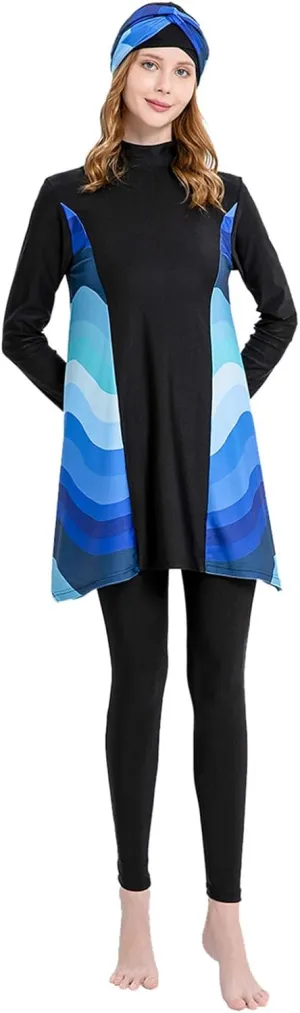 Modest Swimwear for Women Muslim Islamic Hijab Swimwear Burkini 3Pcs Arabic Swimming Costume Long Sleeve Beachwear