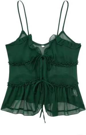 MOLERFO Womens Camisole Tops Tees Tank Elegant Ladies Cami Tops Y2k Halter Neck Sexy Crop Top Vest (Green2,Large)