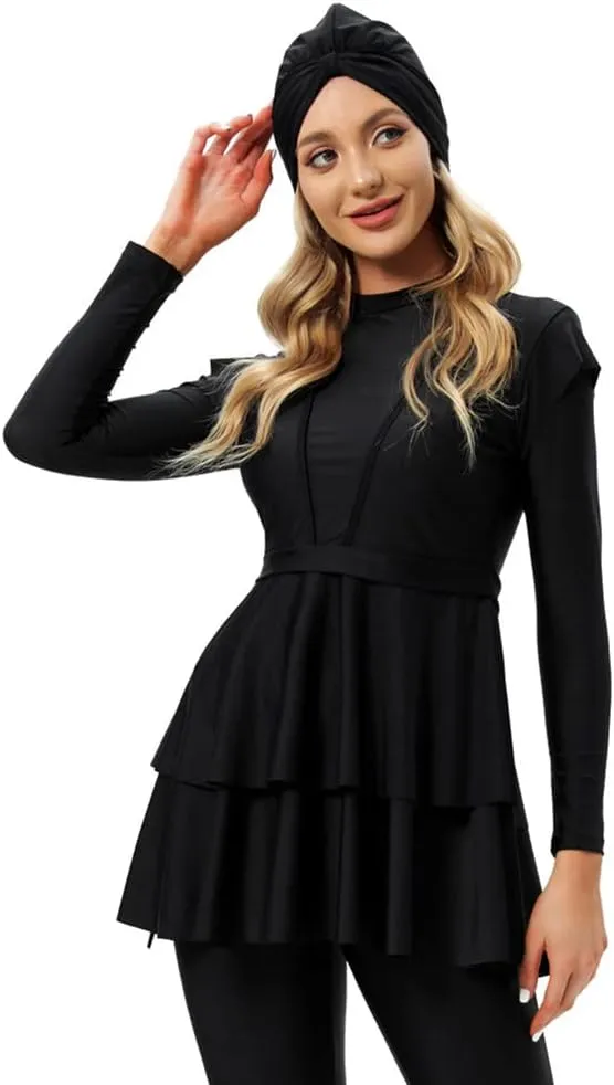 Muslim Swimsuits for Women Long Sleeve Built-in Bra Swimming Tops   Swimming Pants   Hijab Burkini Full Cover Swimwear