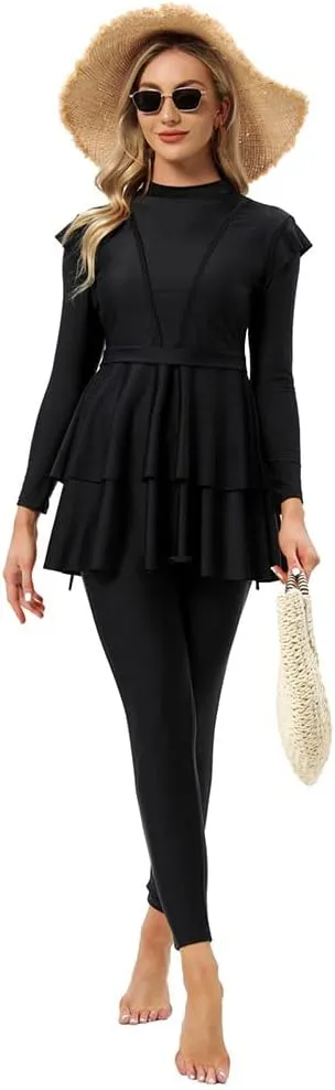 Muslim Swimsuits for Women Long Sleeve Built-in Bra Swimming Tops   Swimming Pants   Hijab Burkini Full Cover Swimwear