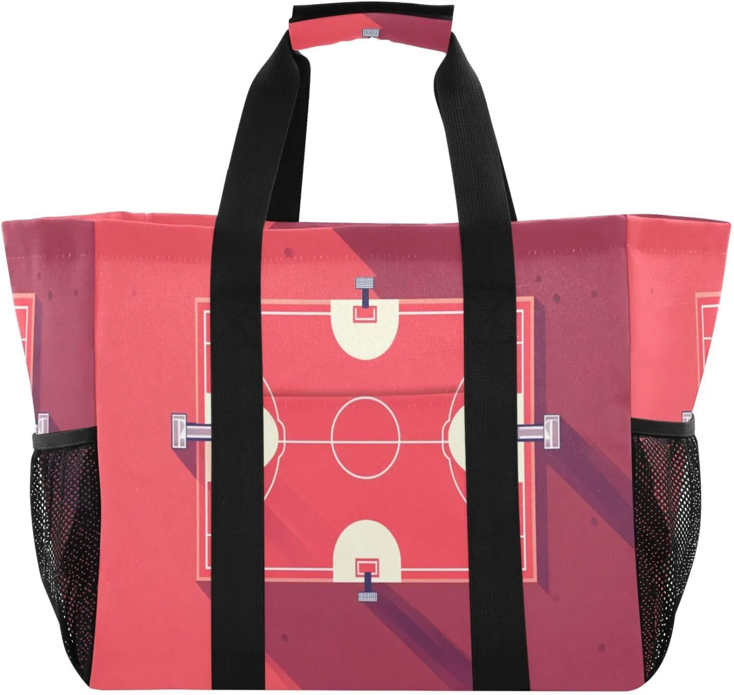 Nander Cartoon Basketball Court Reusable Grocery Bags,Large Grocery Tote Bag Water Resistant Shopping Bags Foldable Grocery Bag for Clothes,Shoes and Picnic