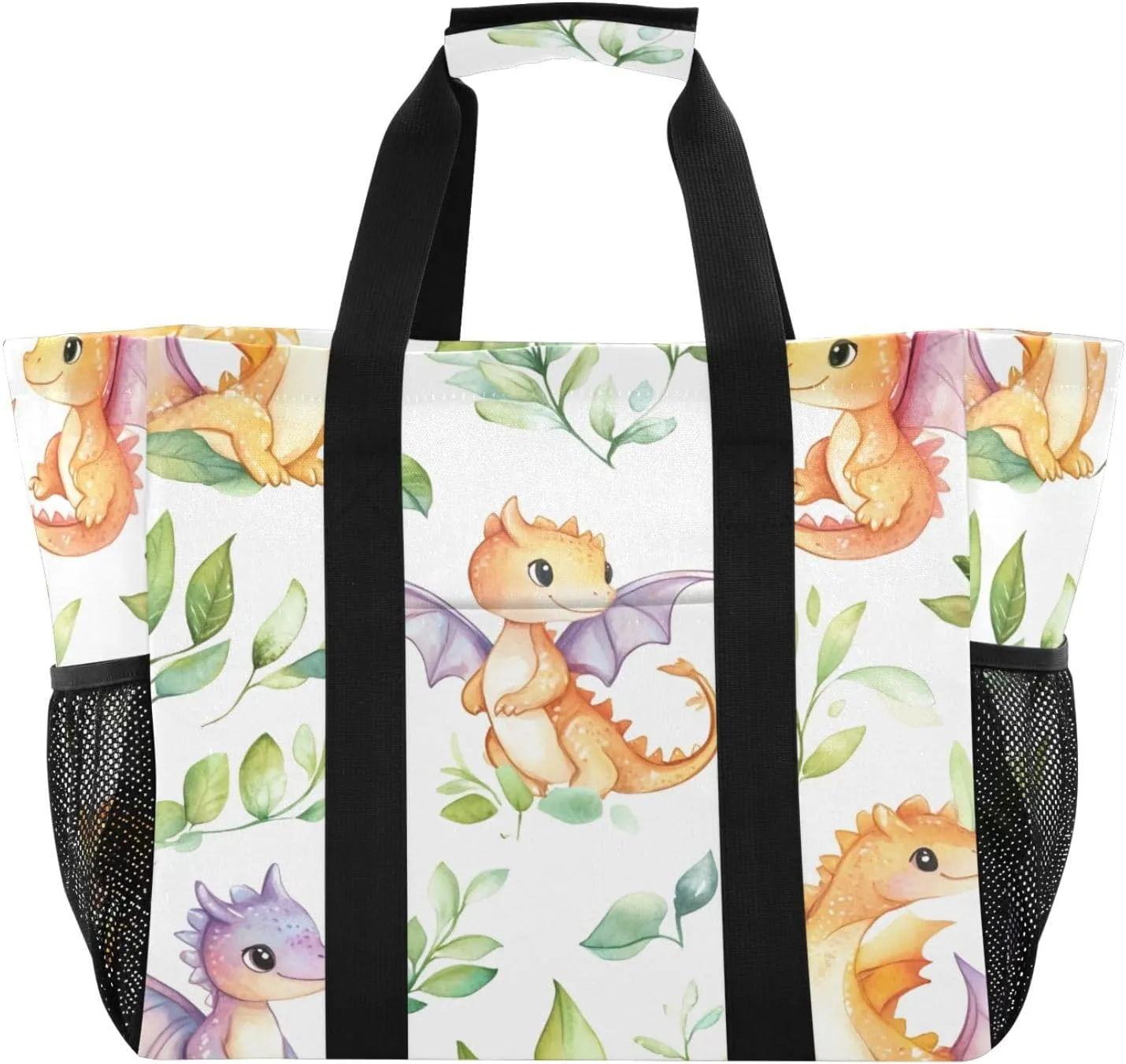 Nander Cartoon Dinosaur Reusable Grocery Bags,Large Grocery Tote Bag Water Resistant Shopping Bags Foldable Grocery Bag for Clothes,Shoes and Picnic