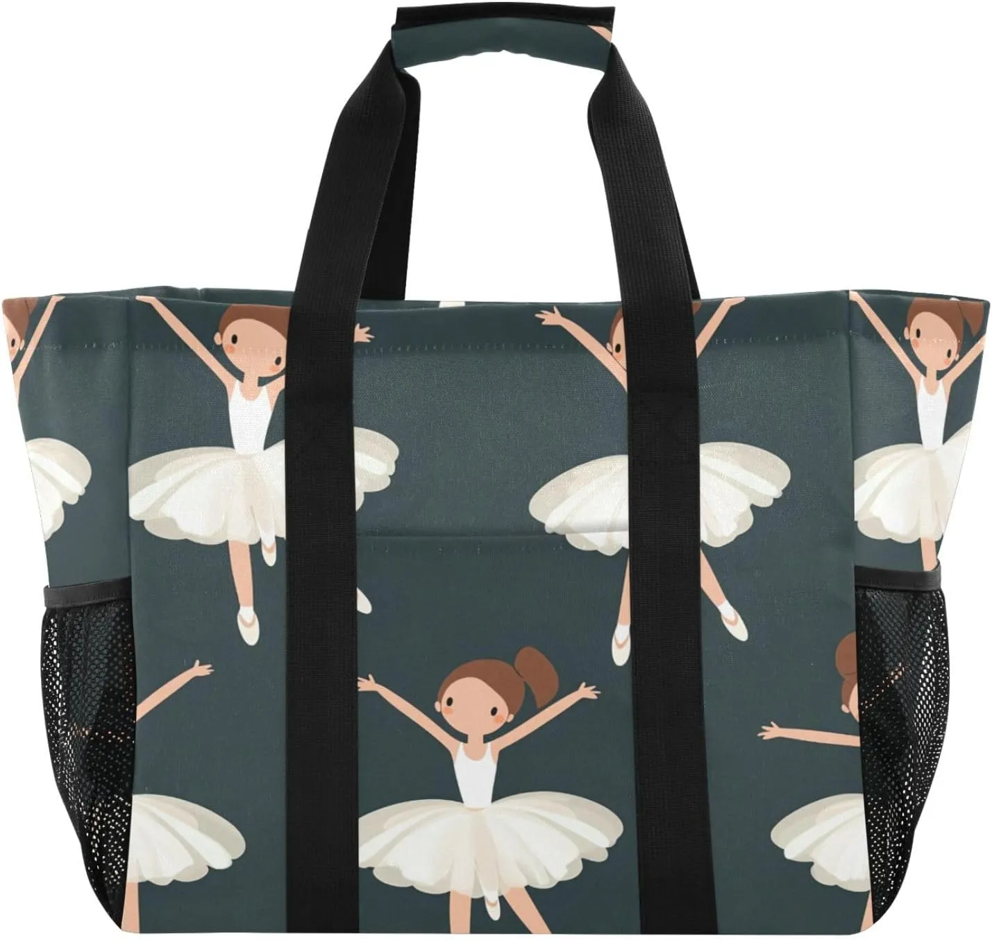 Nander Girl Dancing Ballet Reusable Grocery Bags,Large Grocery Tote Bag Water Resistant Shopping Bags Foldable Grocery Bag for Clothes,Shoes and Picnic
