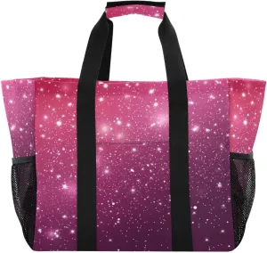 Nander Sparkling Stars Reusable Grocery Bags,Large Grocery Tote Bag Water Resistant Shopping Bags Foldable Grocery Bag for Clothes,Shoes and Picnic