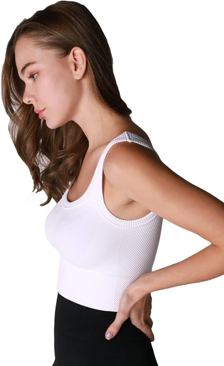 NIKIBIKI Women Seamless Chevron Ribbed Crop Top, Made in U.S.A, One Size
