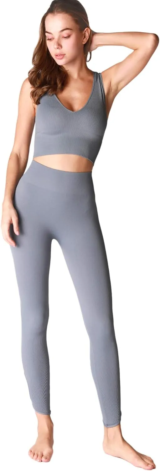 NIKIBIKI Women Seamless Plunge V-Neck Ribbed Crop Top, Made in U.S.A, One Size