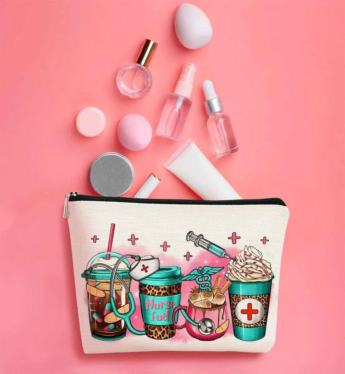 Nurse Makeup Bag - Zipper Cosmetic Bag, Nursing Accessories for Work, Graduation Gift, Funny Appreciation Gift