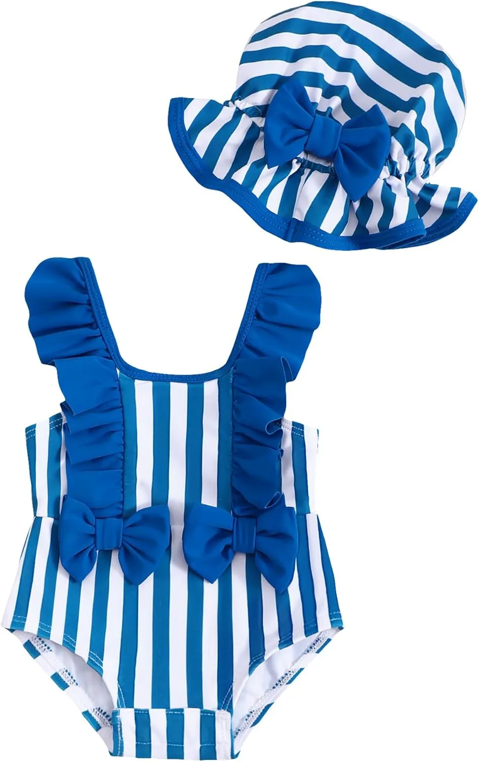 NZRVAWS Newborn Baby Girl Swimsuit One Piece Toddler Girl Bathing Suit with Hat Ruffled Bikini Infant Girls Swimwear