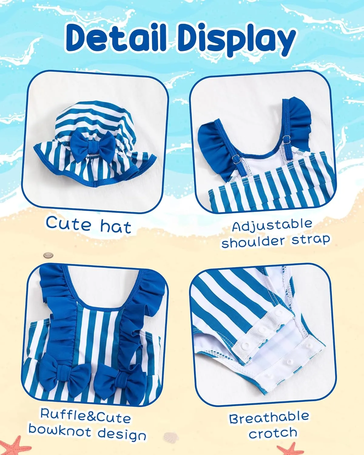 NZRVAWS Newborn Baby Girl Swimsuit One Piece Toddler Girl Bathing Suit with Hat Ruffled Bikini Infant Girls Swimwear