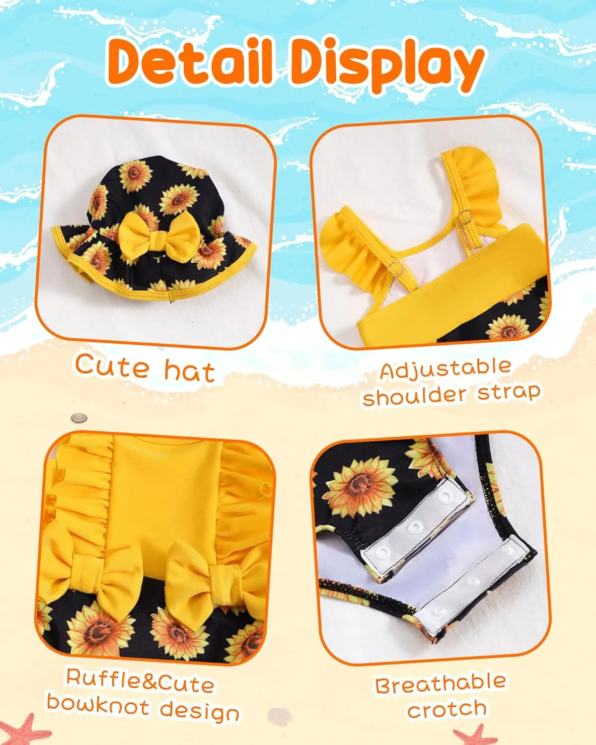 NZRVAWS Newborn Baby Girl Swimsuit One Piece Toddler Girl Bathing Suit with Hat Ruffled Bikini Infant Girls Swimwear