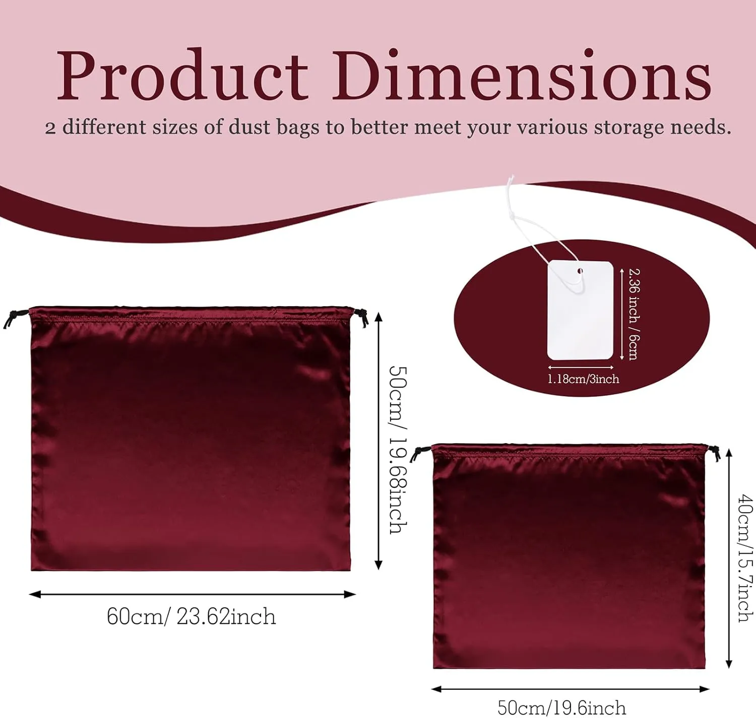 P Pothuiny 2 Pcs Satin Dust Bags for Handbags