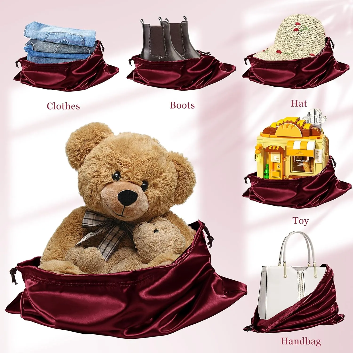 P Pothuiny 2 Pcs Satin Dust Bags for Handbags