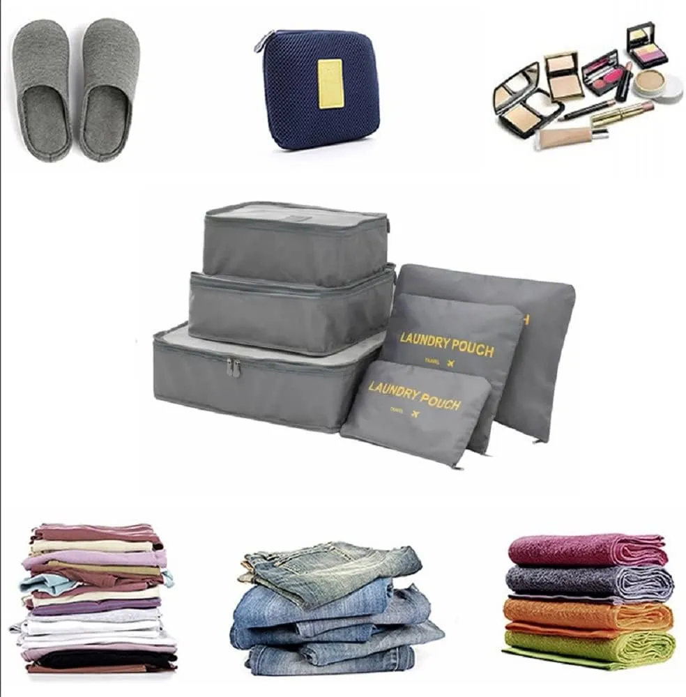 Packing Cubes 6 pieces Travel Accessories Travel Luggage Packing Organizers Bags for Backpack Suitcases, Grey