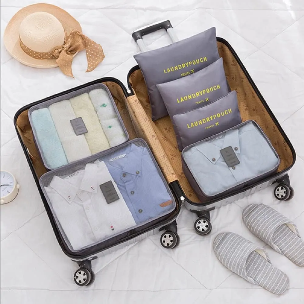 Packing Cubes 6 pieces Travel Accessories Travel Luggage Packing Organizers Bags for Backpack Suitcases, Grey
