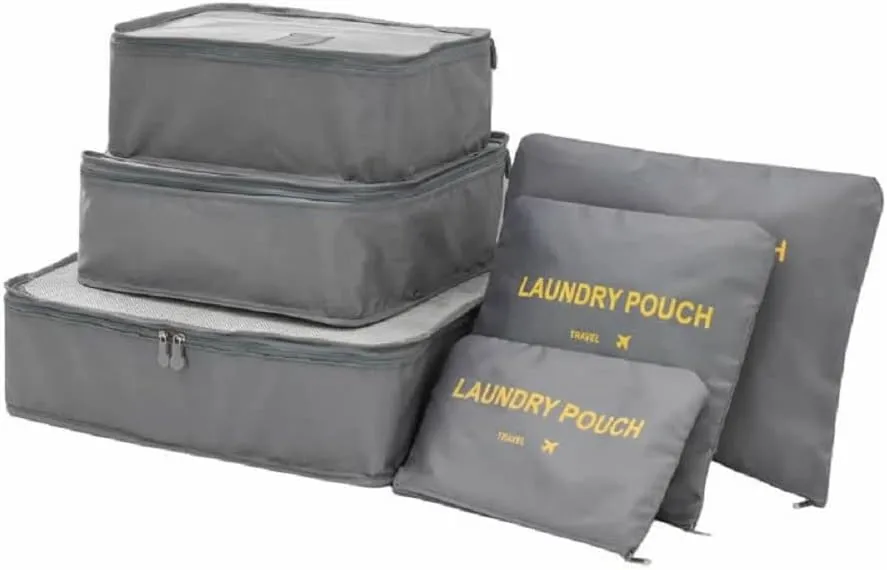 Packing Cubes 6 pieces Travel Accessories Travel Luggage Packing Organizers Bags for Backpack Suitcases, Grey