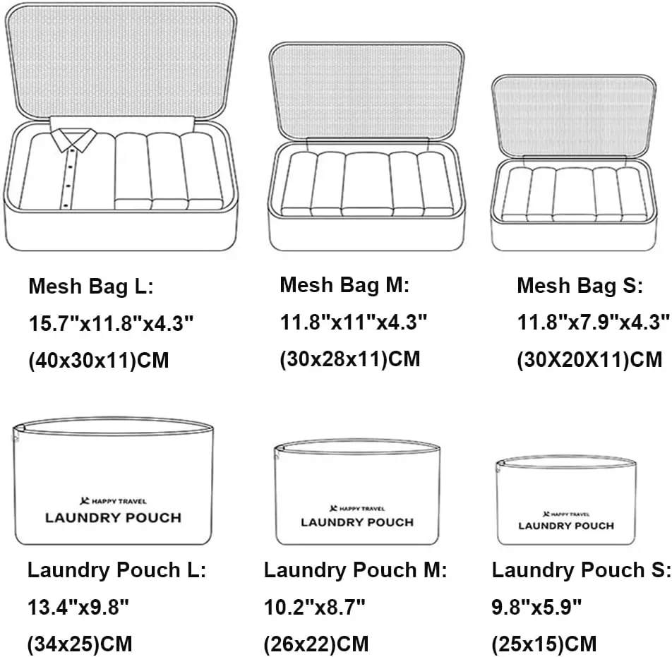 Packing Cubes 6 pieces Travel Accessories Travel Luggage Packing Organizers Bags for Backpack Suitcases, Grey