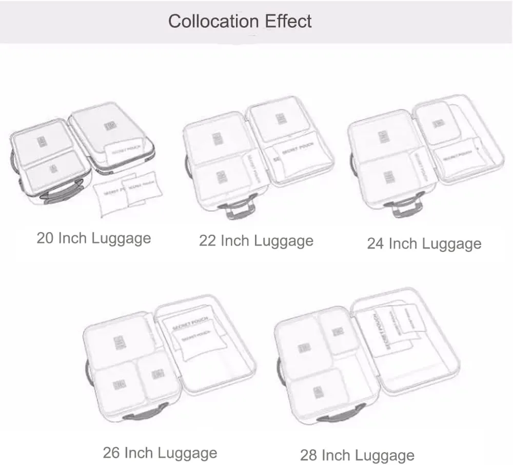 Packing Cubes 6 pieces Travel Accessories Travel Luggage Packing Organizers Bags for Backpack Suitcases, Grey