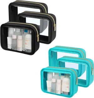 PACKISM Upgrade Color-Edged Clear Makeup Bags, 2 Styles for Bundle Sale