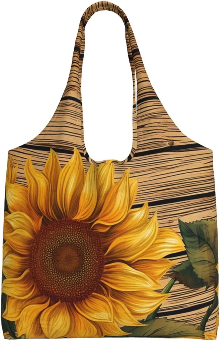 Paint Wooden Board Sunflower Canvas Tote Bag Aesthetic Large Shoulder Bags Reusable Shopping Bags for Women Grocery Bag Purse