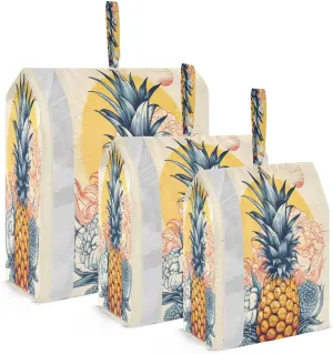Pineapple Flowers Packing Cubes for Travel 3 Set Travel Organizer Luggage Accessories for Packing Compression