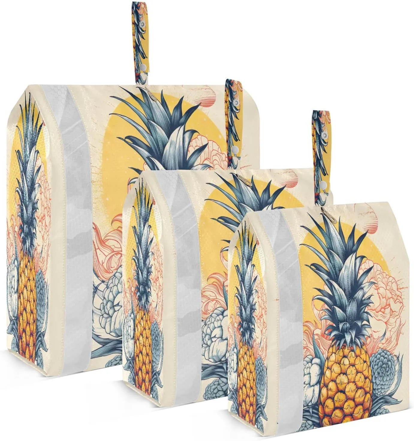 Pineapple Flowers Packing Cubes for Travel 3 Set Travel Organizer Luggage Accessories for Packing Compression