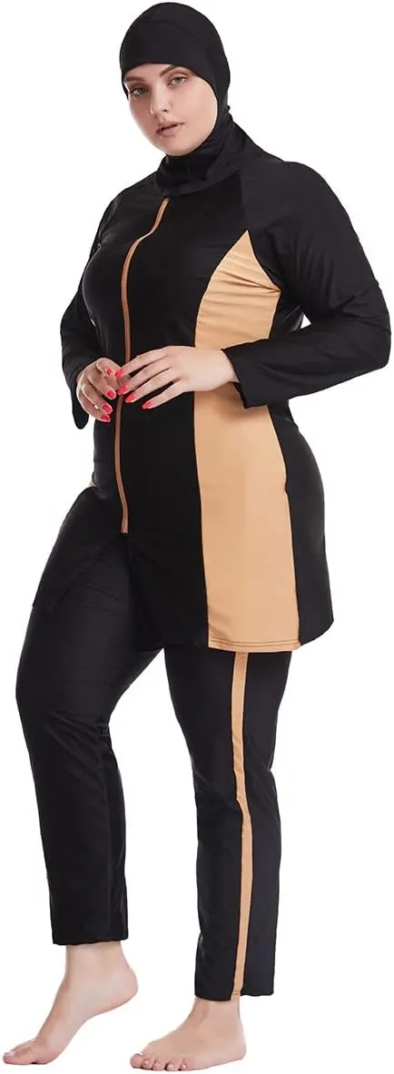 Plus Size Muslim Swimsuits for Women Burkini Modest Swimwear Full Cover Top Pants Hijab Islamic Bathing Suit