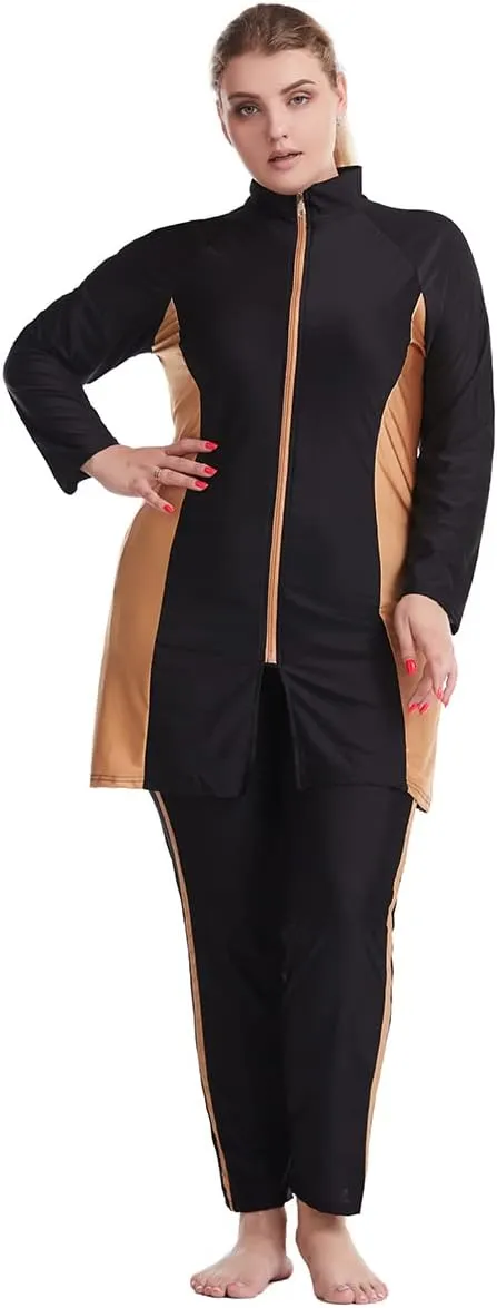 Plus Size Muslim Swimsuits for Women Burkini Modest Swimwear Full Cover Top Pants Hijab Islamic Bathing Suit