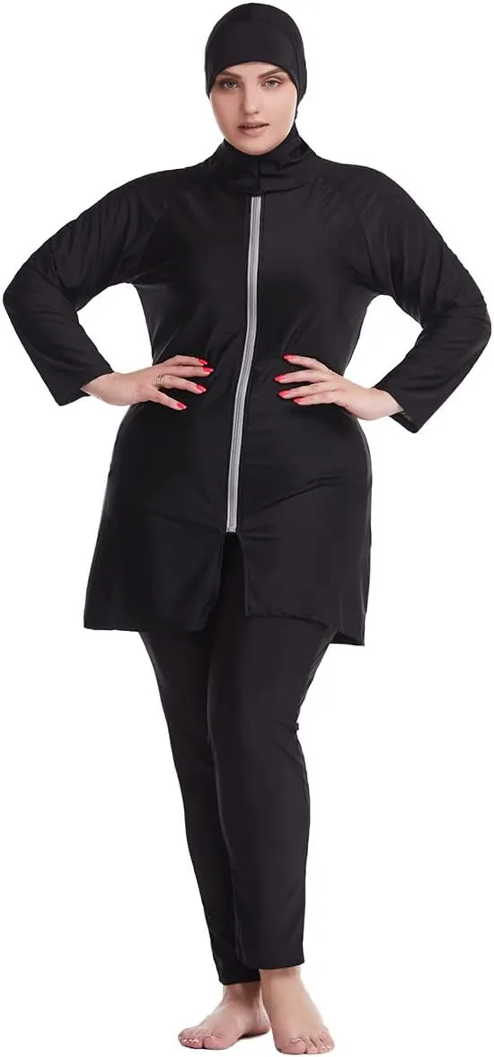 Plus Size Muslim Swimsuits for Women Burkini Modest Swimwear Full Cover Top Pants Hijab Islamic Bathing Suit
