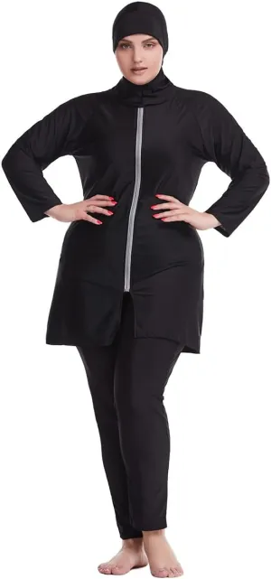 Plus Size Muslim Swimsuits for Women Burkini Modest Swimwear Full Cover Top Pants Hijab Islamic Bathing Suit