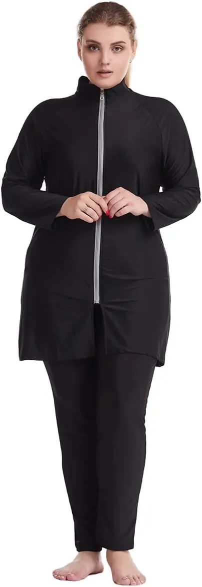 Plus Size Muslim Swimsuits for Women Burkini Modest Swimwear Full Cover Top Pants Hijab Islamic Bathing Suit
