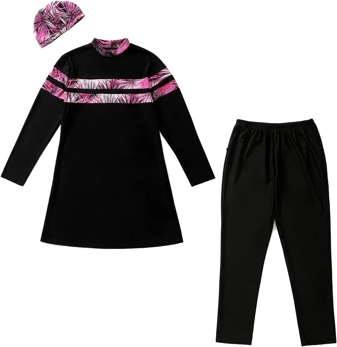 Plus Size Muslim Swimsuits for Women Burkini Modest Swimwear Full Cover Top Pants Hijab Islamic Bathing Suit
