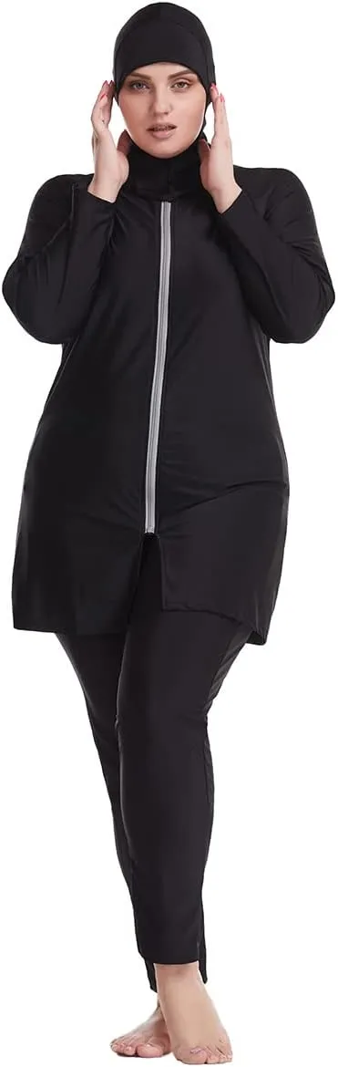 Plus Size Muslim Swimsuits for Women Burkini Modest Swimwear Full Cover Top Pants Hijab Islamic Bathing Suit