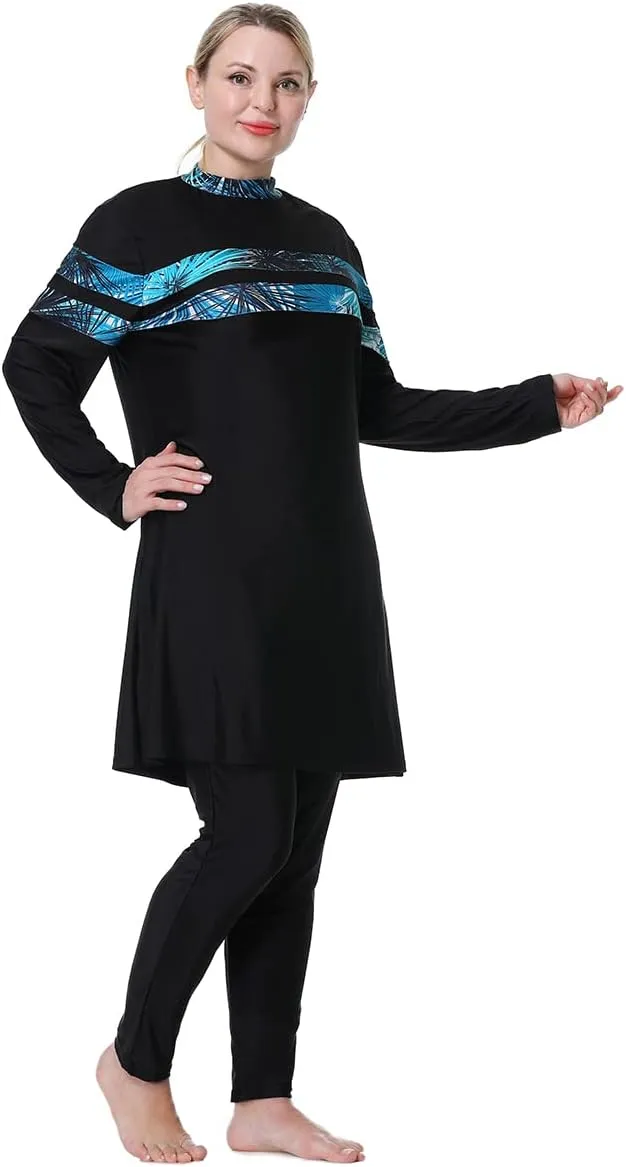 Plus Size Muslim Swimsuits for Women Modest Islamic Swimwear Burkini Full Cover Hijab Top Pants 3PCS Fat Bathing Suits