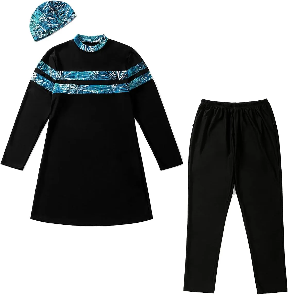Plus Size Muslim Swimsuits for Women Modest Islamic Swimwear Burkini Full Cover Hijab Top Pants 3PCS Fat Bathing Suits