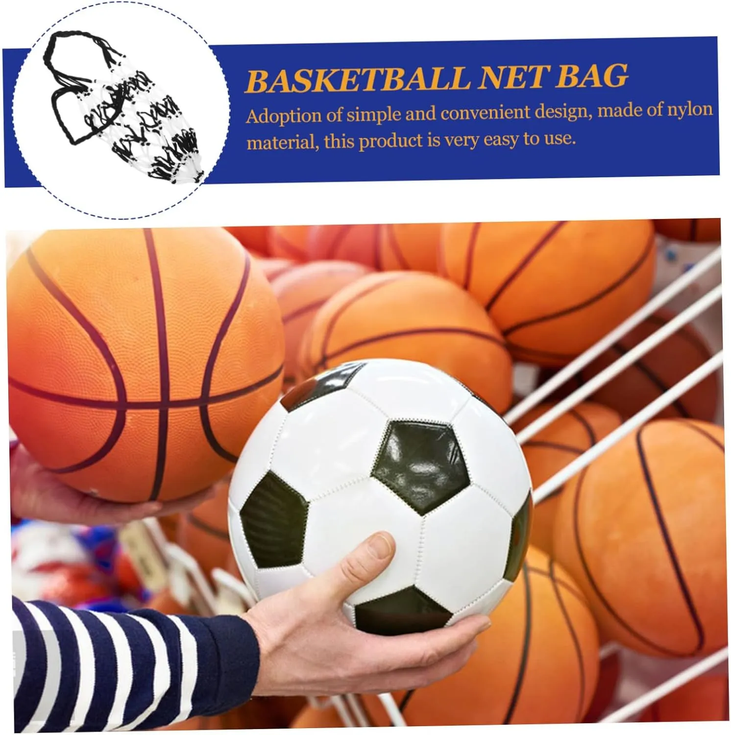 POPETPOP Portable Ball Net Bag Mesh Bag Tote Bag Organizer Soccer Balls Outdoor Basketball Basket Ball Football
