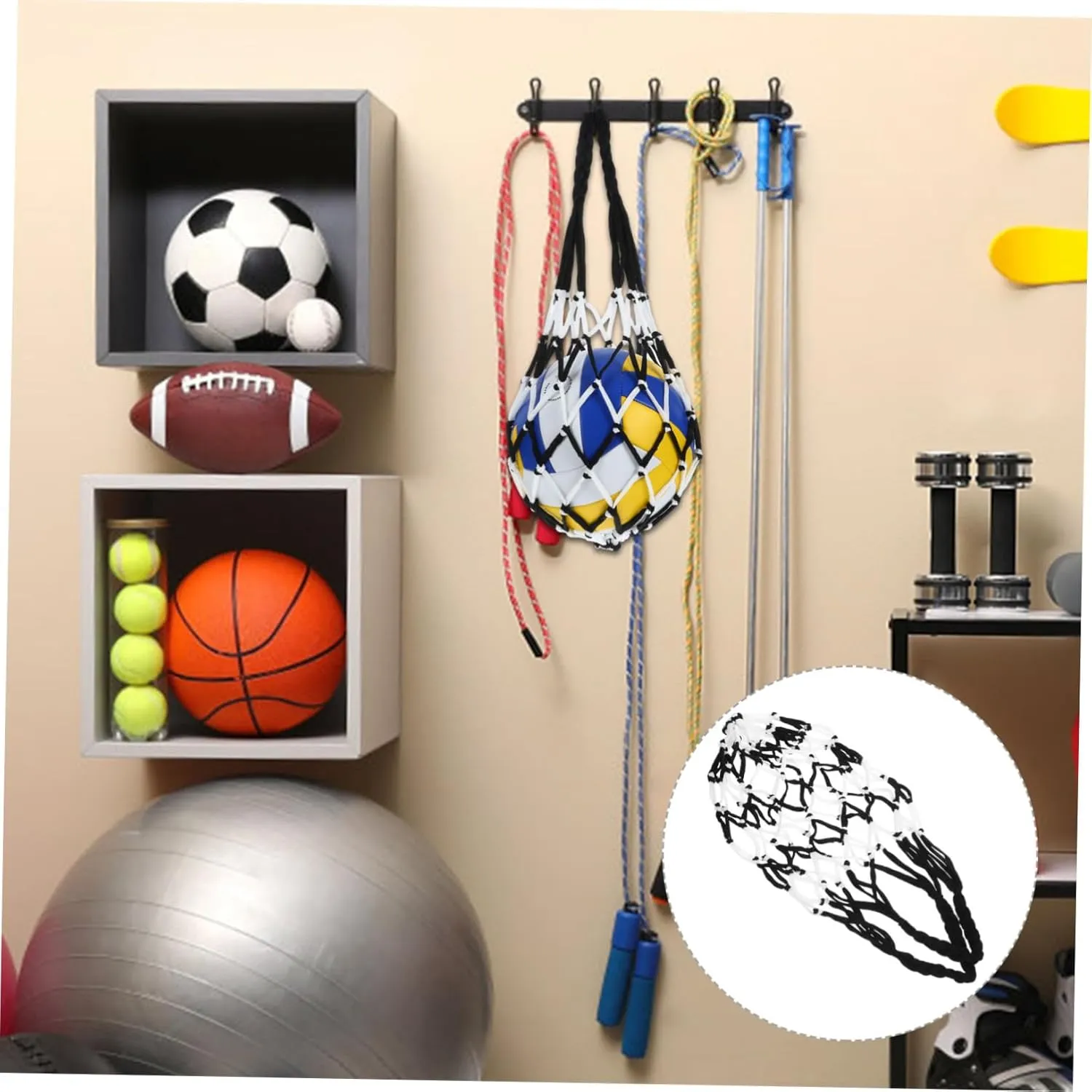 POPETPOP Portable Ball Net Bag Mesh Bag Tote Bag Organizer Soccer Balls Outdoor Basketball Basket Ball Football