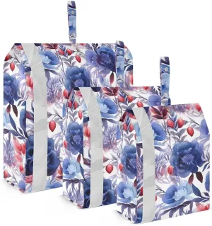 Purple Blue Flowers Packing Cubes for Travel 3 Set Packing Essentials Luggage Accessories for Packing