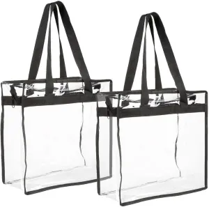 Qingzeyi transparent handle bags 1/4pcs Clear Tote Bags Large Capacity Shoulder Bag PVC Makeup Storage Bag for Wedding, Birthday, Mother's Day(2PCS)