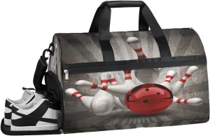 QsirBC Bowling Ball Sports Pattern Gym Bag for Women Duffle Tote with Shoes Compartment Men Weekender Duffel for Travel Swimming Sports Overnight