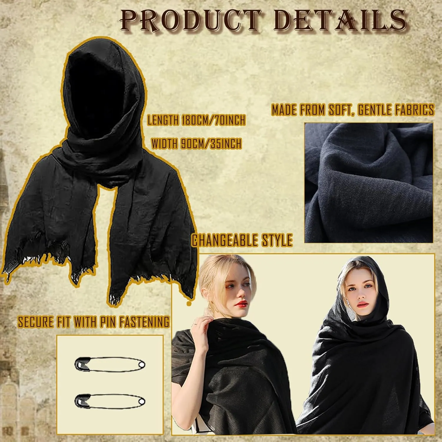 Renaissance Accessories Medieval Costume Men Knight Cosplay Leather Belt Pouch Shoulder Cape Cloak Buckle Bracers