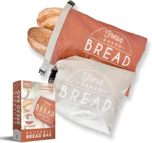 Reusable Bread Bags for Homemade Breads  2-Pack XL Sourdough Bread Bags | Keeps Sourdough Fresh for a Week | Freezer Safe Reusable Container Storage for Sour Dough and Artisan Loaves
